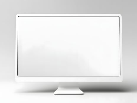 A white computer monitor with a blank screen photo