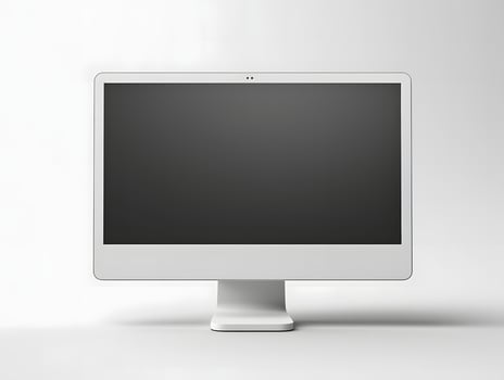 A white computer monitor with a blank screen photo