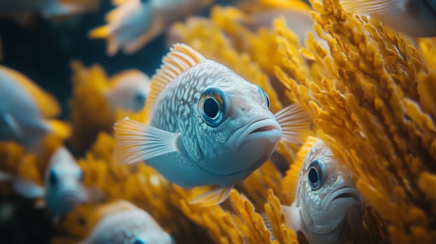 A group of fish swimming in the ocean. photo