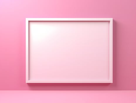 Empty white frame on pink background photo