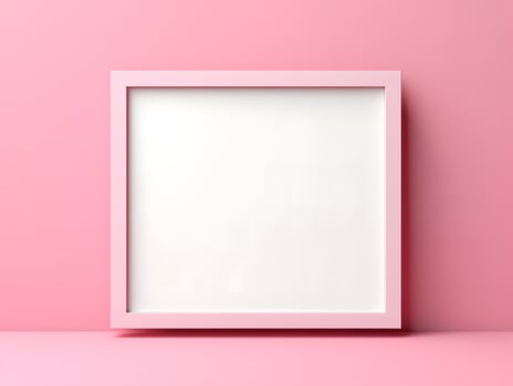 A blank white frame on a pink background photo