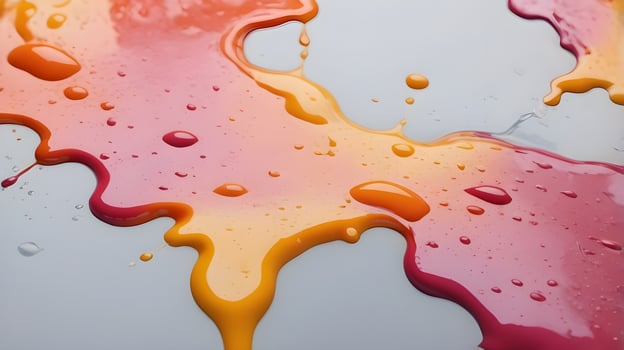 A high-definition macro of dripping paint creating organic, flowing designs. photo