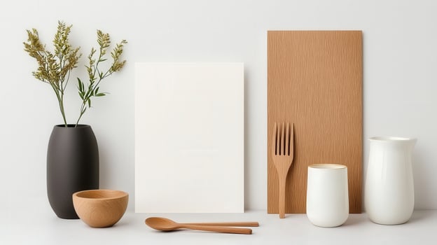A white box with a fork and spoon on top of it photo