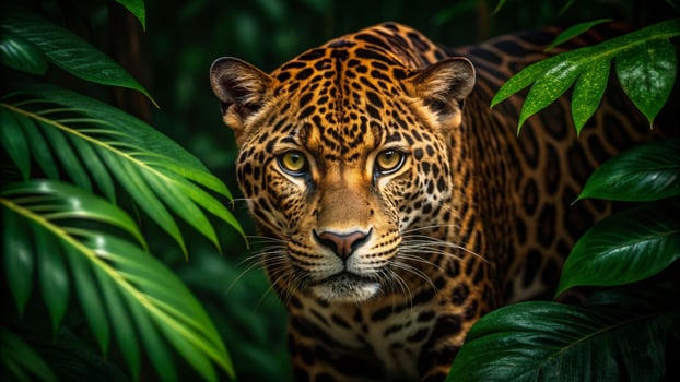 Vitality of a jaguar in lush rainforest wildlife photography natural habitat close-up view photo