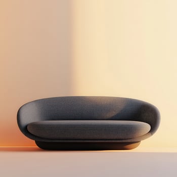 Modern boucle sofa in minimalist interior setting photo