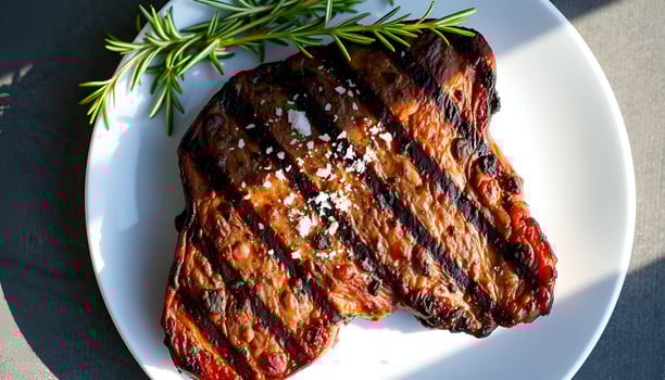 Grilled steak with rosemary and salt photo