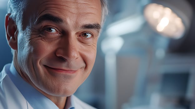 Friendly doctor with a kind smile ready to care for patients with expertise and compassion in a modern medical setting photo