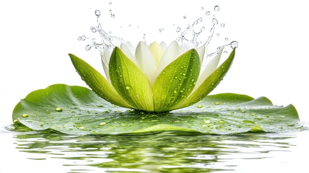 A green lotus flower with water droplets on it photo