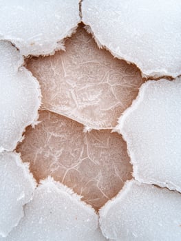 Close up of cracked ice with crystalline patterns photo