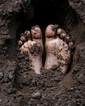 Feet buried in the mud photo