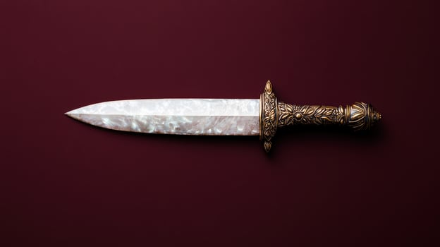 Ornate dagger with a pearl blade on a dark background photo