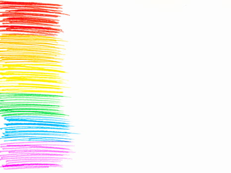 Rainbow painted on white background with copy space for text photo