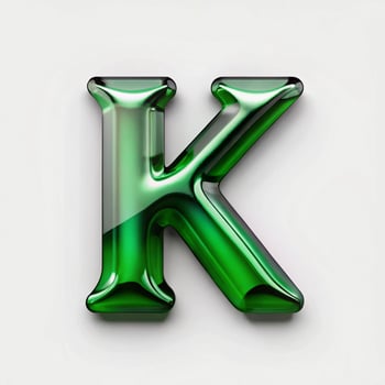A Vibrant Green Glass Letter K 3D Render High Resolution photo