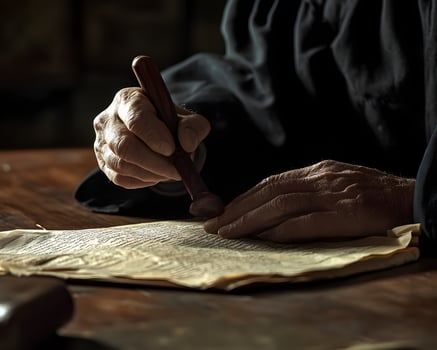 Judge's Hands Sealing an Aged Document photo