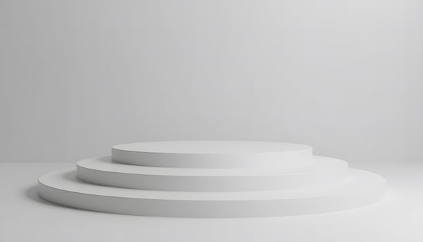 Minimalist White Platform, Elegant Three-Tiered Display Stand photo