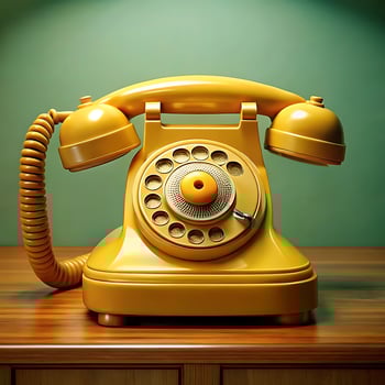 A yellow telephone on a table photo