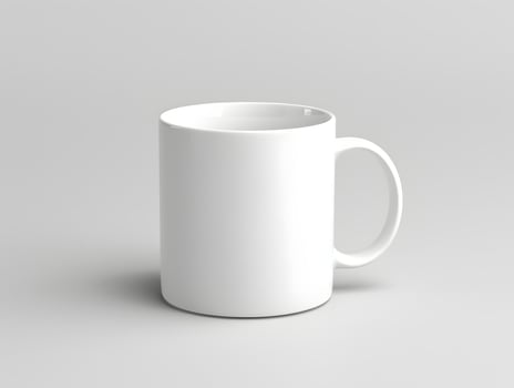 Blank white cup mockup on isolated background photo