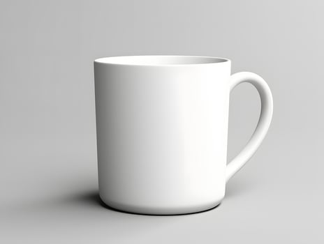 A white mug is shown on a plain surface photo