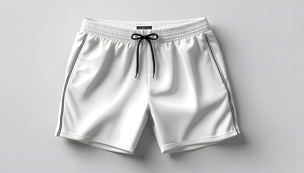 Stylish and Modern White Athletic Shorts with Black Accents Perfect for Summer Activities Mock up template for design print photo