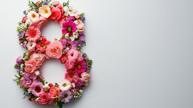 The number eight is made up of flowers photo