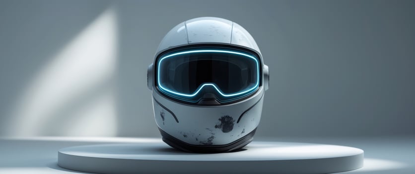 Futuristic explorer helmet with adaptive light filters photo
