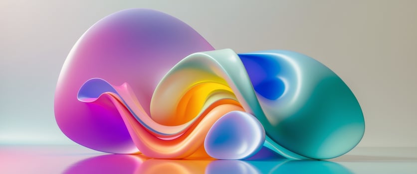 Colorful Abstract Shapes with Smooth Gradient and Reflective Texture on a Soft Background photo
