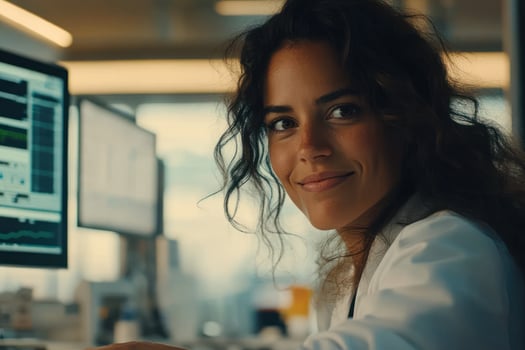 Scientist working on research project in a modern laboratory during the day photo