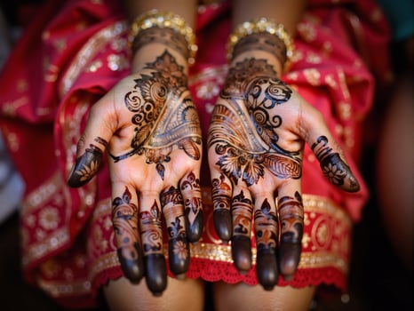 A woman with henna on her hands photo