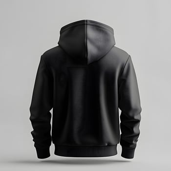 Black Hoodie Back View Isolated on Neutral Background for Apparel Design photo