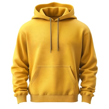 Vibrant ochre hoodie mockup on a white background for design presentation photo