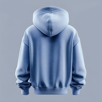 Back View of a Blue Hoodie, Fashion Apparel Studio Shot with Soft Lighting photo
