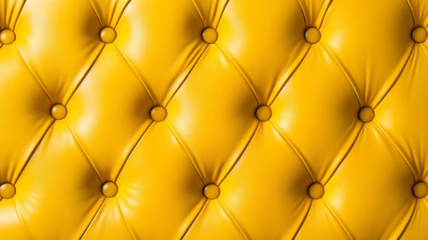 Yellow tufted leather upholstery with buttons, luxurious and elegant. photo