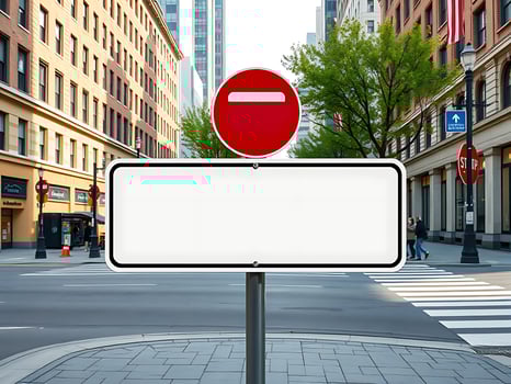 A street sign with a white and red sign photo
