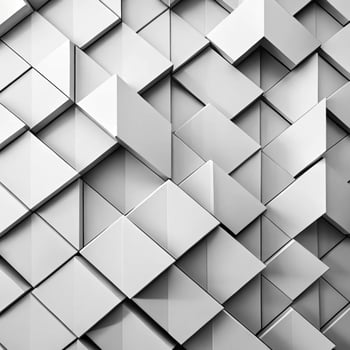 Abstract Geometric Pattern of Interlocking White Triangles and Cubes photo