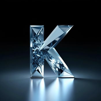 A Sparkling Crystal Letter K Design with a Glacial Texture and Reflective Surface photo