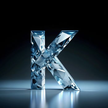 A Sparkling Crystal K Letter Design 3D Render photo