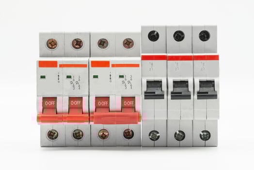 Breaker off switches arranged in a compact configuration for electrical safety and control applications photo