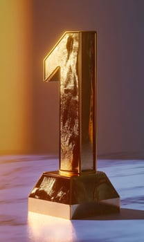 Spectacular First Place, A Golden Number One on a Marble Surface Radiating Success photo