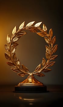 A Gleaming Gold Laurel Wreath Trophy Symbolizing Achievement and Excellence in Victory photo