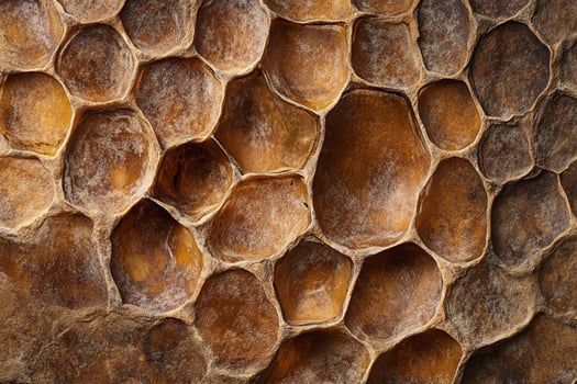 Closeup of Honeycomb Structure with Textured Golden Brown Hexagonal Cells for Natural Themes photo