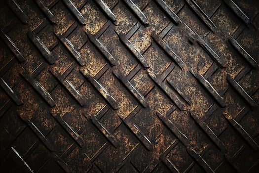 Rusty Industrial Diamond Plate Metal Surface with Textured Pattern and Weathered Brown Tone photo