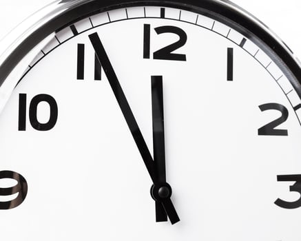Close up of a wall clock. Time management concept photo