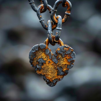 Rusty heart lock chain love metal old vintage grunge decay symbol photo