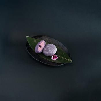 Purple Mochi Dessert with Berries photo
