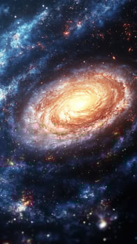 Spiral galaxy illuminated by vibrant stars and cosmic dust in deep space photo