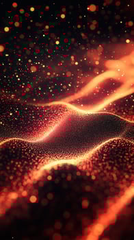 Shimmering waves of orange and gold particles create a mesmerizing visual experience at night photo