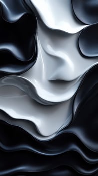 Abstract composition of black and white fluid shapes creating a harmonious artistic design photo