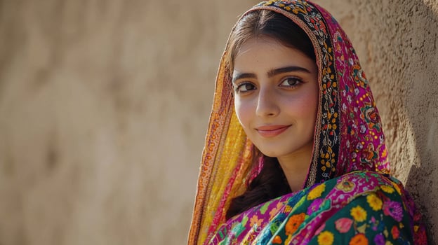 A beautiful young woman in traditional clothing photo