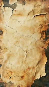 Old, weathered parchment with creases and cracks showcasing a vintage, textured appearance suitable for historical documents photo