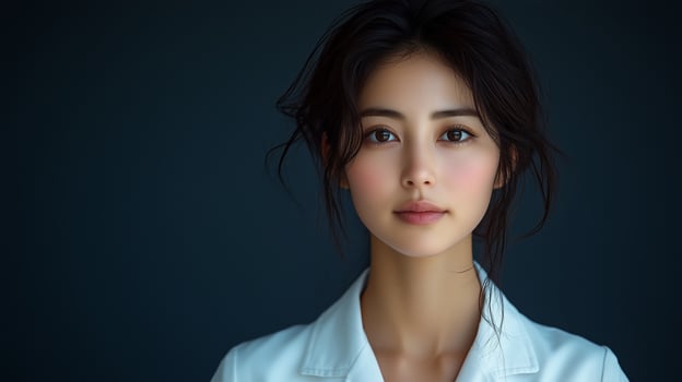 A beautiful young woman in a white shirt photo